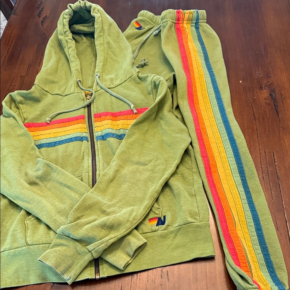 Aviator Nation Olive Set with Rainbow Accents